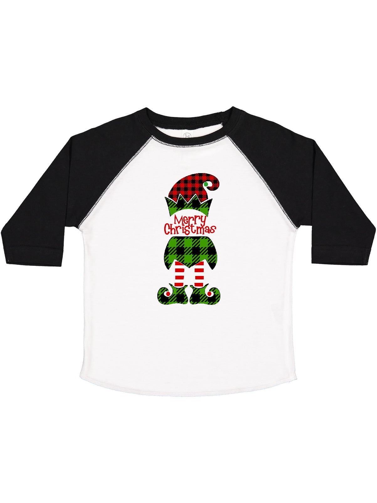 Inktastic Merry Christmas Elf in Red and Green Plaid Boys or Girls Toddler T-Shirt