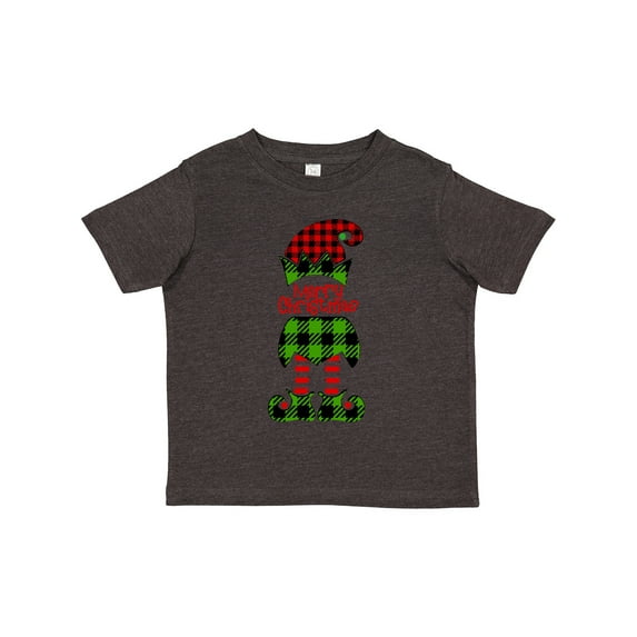 Inktastic Merry Christmas Elf in Red and Green Plaid Boys or Girls Toddler T-Shirt