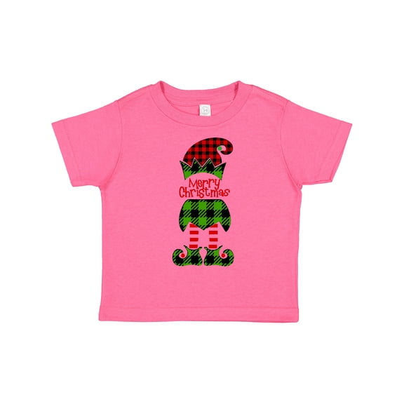 Inktastic Merry Christmas Elf in Red and Green Plaid Boys or Girls Toddler T-Shirt