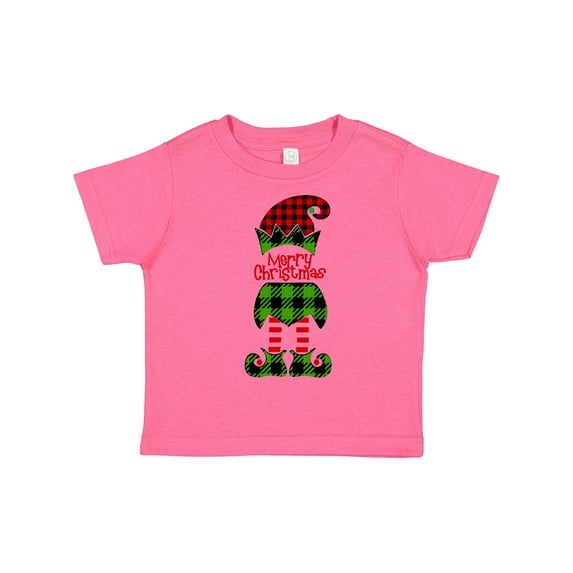 Inktastic Merry Christmas Elf in Red and Green Plaid Boys or Girls Toddler T-Shirt