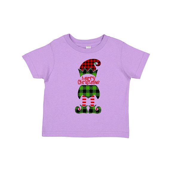 Inktastic Merry Christmas Elf in Red and Green Plaid Boys or Girls Toddler T-Shirt