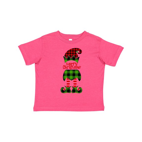 Inktastic Merry Christmas Elf in Red and Green Plaid Boys or Girls Toddler T-Shirt