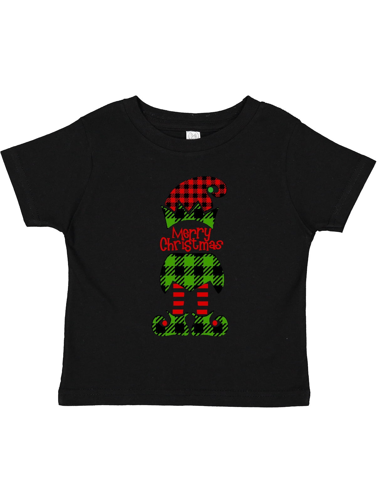 Inktastic Merry Christmas Elf in Red and Green Plaid Boys or Girls Toddler T-Shirt
