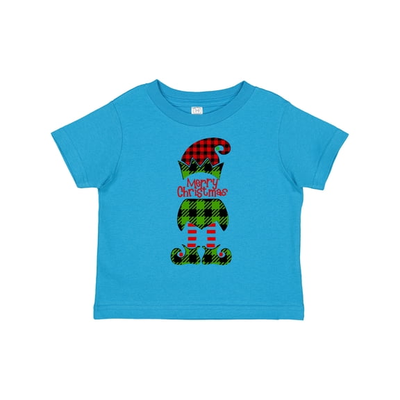 Inktastic Merry Christmas Elf in Red and Green Plaid Boys or Girls Toddler T-Shirt