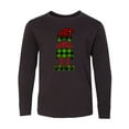 thumbnail image 1 of Inktastic Merry Christmas Elf in Red and Green Plaid Long Sleeve Youth T-Shirt, 1 of 5