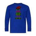 thumbnail image 1 of Inktastic Merry Christmas Elf in Red and Green Plaid Long Sleeve Youth T-Shirt, 1 of 5