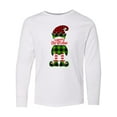 thumbnail image 1 of Inktastic Merry Christmas Elf in Red and Green Plaid Long Sleeve Youth T-Shirt, 1 of 5
