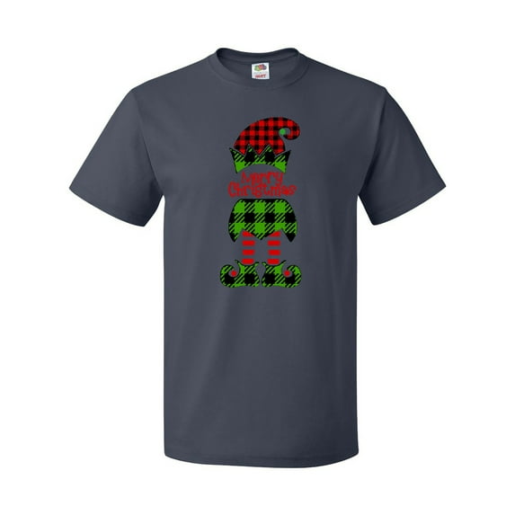 Inktastic Merry Christmas Elf in Red and Green Plaid T-Shirt