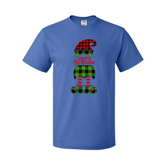 Inktastic Merry Christmas Elf in Red and Green Plaid T-Shirt
