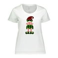 thumbnail image 1 of Inktastic Merry Christmas Elf in Red and Green Plaid Women's Plus Size T-Shirt, 1 of 5