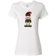 thumbnail image 1 of Inktastic Merry Christmas Elf in Red and Green Plaid Women's T-Shirt, 1 of 5