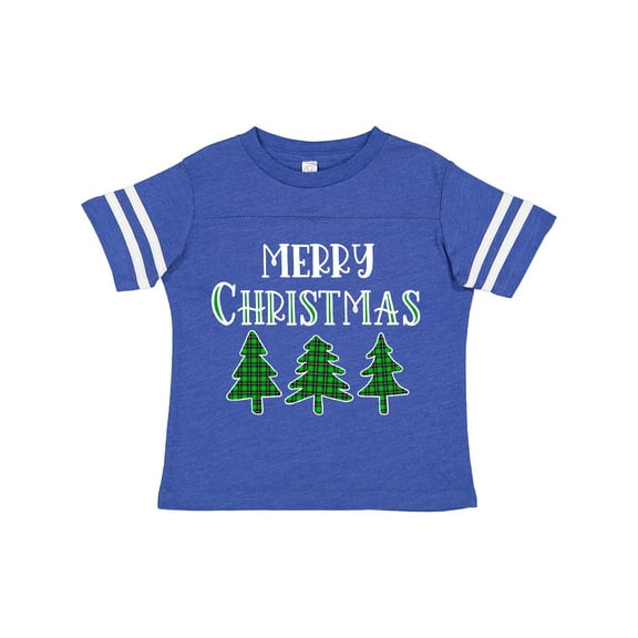 Inktastic Merry Christmas Green Plaid Christmas Trees Boys or Girls Toddler T-Shirt