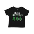 thumbnail image 1 of Inktastic Merry Christmas Green Plaid Christmas Trees Boys or Girls Toddler T-Shirt, 1 of 5