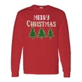 thumbnail image 1 of Inktastic Merry Christmas Green Plaid Christmas Trees Long Sleeve T-Shirt, 1 of 5