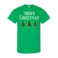 thumbnail image 1 of Inktastic Merry Christmas Green Plaid Christmas Trees T-Shirt, 1 of 5