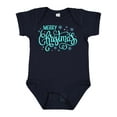 thumbnail image 1 of Inktastic Merry Christmas Hand Lettering with Snowflakes in Teal Boys or Girls Baby Bodysuit, 1 of 5