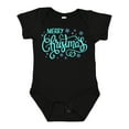 thumbnail image 1 of Inktastic Merry Christmas Hand Lettering with Snowflakes in Teal Boys or Girls Baby Bodysuit, 1 of 5