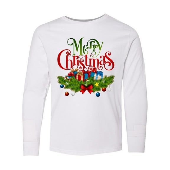 Inktastic Merry Christmas Long Sleeve Youth T-Shirt