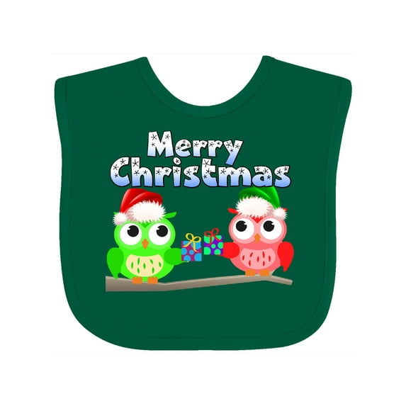 Inktastic Merry Christmas Owls Boys or Girls Baby Bib