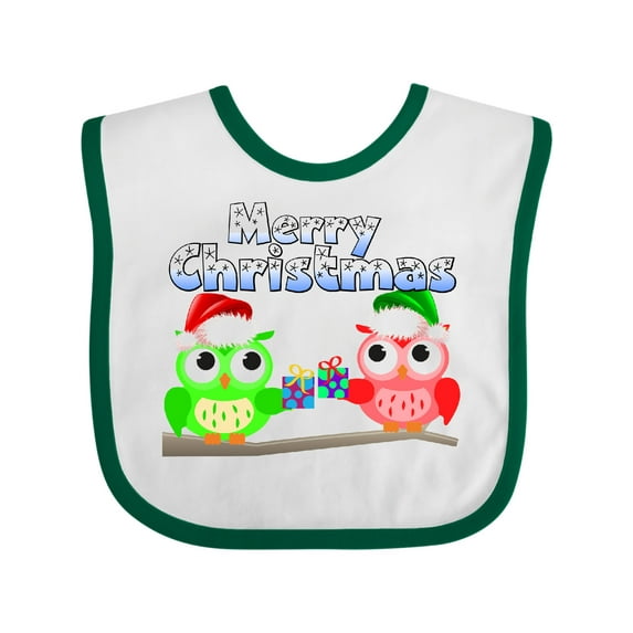 Inktastic Merry Christmas Owls Boys or Girls Baby Bib