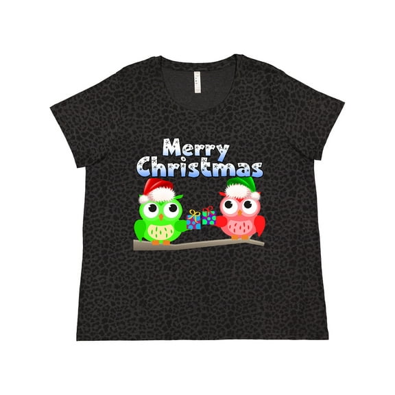 Inktastic Merry Christmas Owls Women's Plus Size T-Shirt