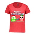 thumbnail image 1 of Inktastic Merry Christmas Owls Women's Plus Size T-Shirt, 1 of 5