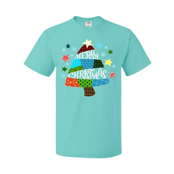 Inktastic Merry Christmas Patchwork Quilting Tree T-Shirt