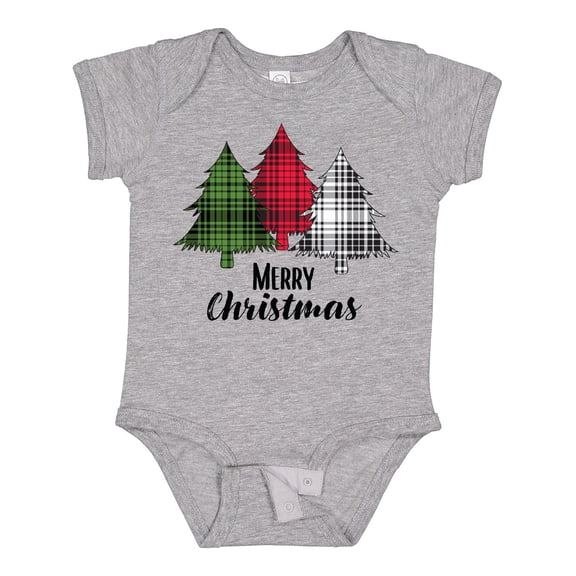 Inktastic Merry Christmas Plaid Trees Boys or Girls Baby Bodysuit