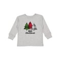 thumbnail image 1 of Inktastic Merry Christmas Plaid Trees Boys or Girls Long Sleeve Toddler T-Shirt, 1 of 5