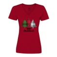 thumbnail image 1 of Inktastic Merry Christmas Plaid Trees Women's V-Neck T-Shirt, 1 of 5