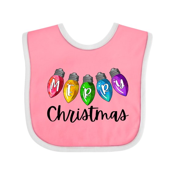 Inktastic Merry Christmas Rainbow Holiday Lights Boys or Girls Baby Bib