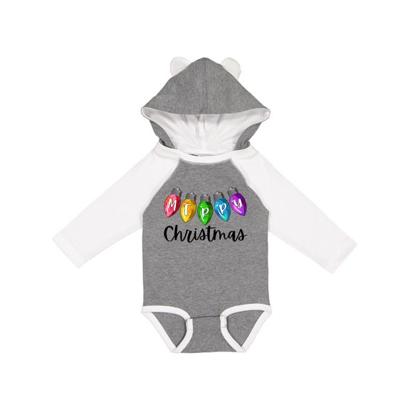 Inktastic Merry Christmas Rainbow Holiday Lights Boys or Girls Long Sleeve Baby Bodysuit
