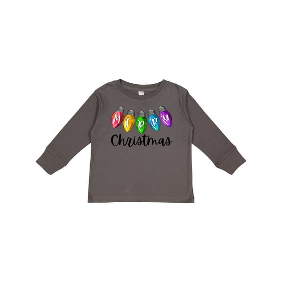 Inktastic Merry Christmas Rainbow Holiday Lights Boys or Girls Long Sleeve Toddler T-Shirt