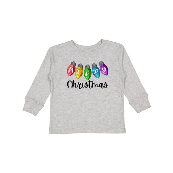 Inktastic Merry Christmas Rainbow Holiday Lights Boys or Girls Long Sleeve Toddler T-Shirt