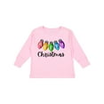 thumbnail image 1 of Inktastic Merry Christmas Rainbow Holiday Lights Boys or Girls Long Sleeve Toddler T-Shirt, 1 of 5