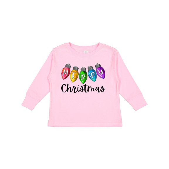 Inktastic Merry Christmas Rainbow Holiday Lights Boys or Girls Long Sleeve Toddler T-Shirt