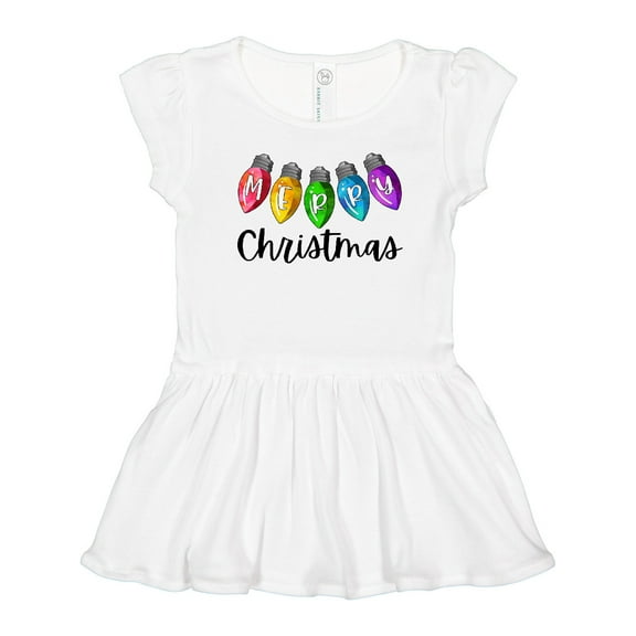 Inktastic Merry Christmas Rainbow Holiday Lights Girls Toddler Dress