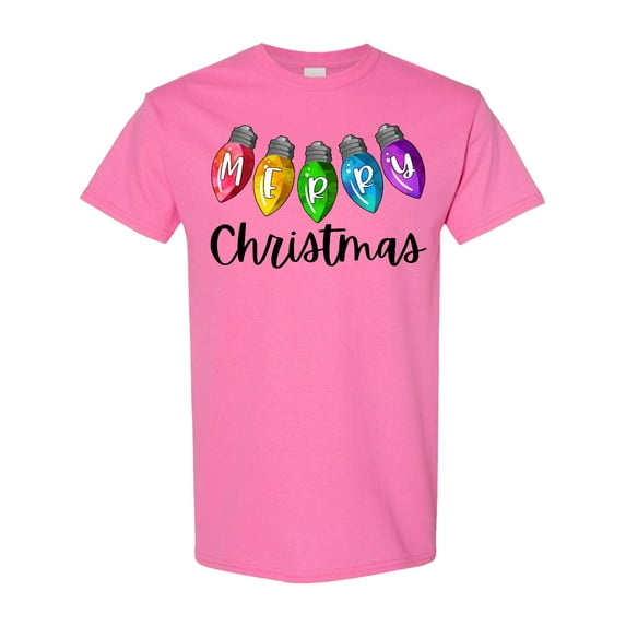 Inktastic Merry Christmas Rainbow Holiday Lights T-Shirt
