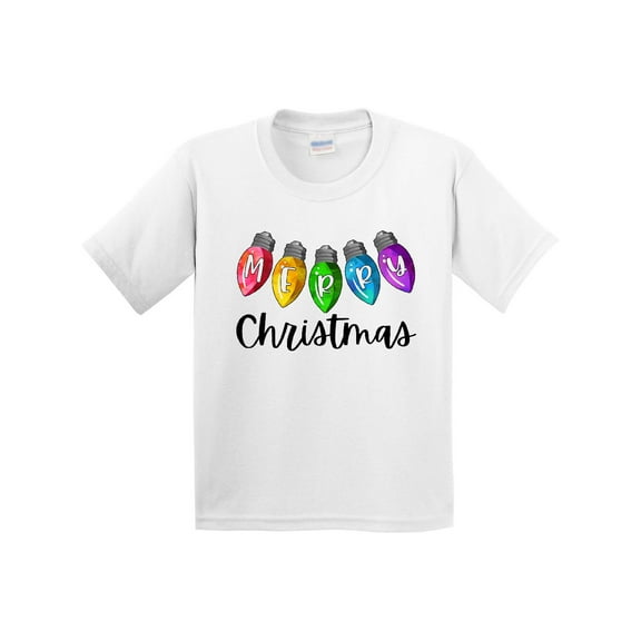 Inktastic Merry Christmas Rainbow Holiday Lights Youth T-Shirt