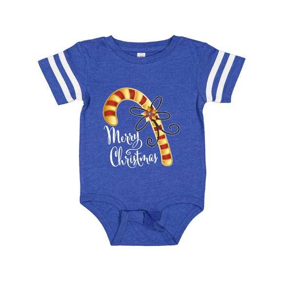 Inktastic Merry Christmas Red and Gold Candy Cane Boys or Girls Baby Bodysuit