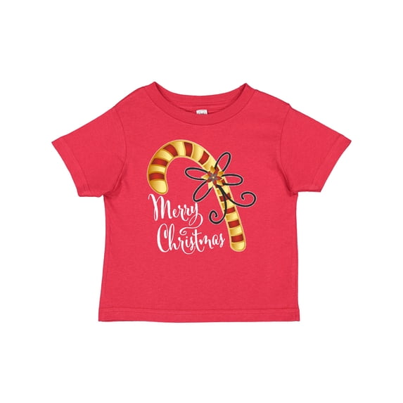 Inktastic Merry Christmas Red and Gold Candy Cane Boys or Girls Baby T-Shirt
