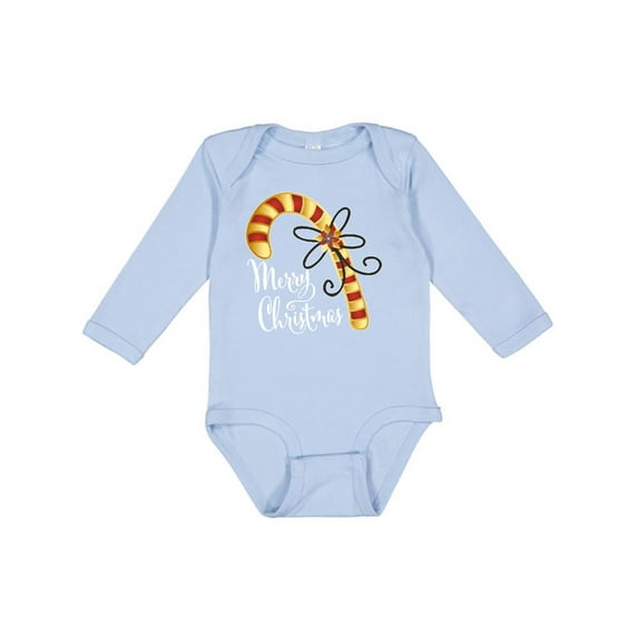 Inktastic Merry Christmas Red and Gold Candy Cane Boys or Girls Long Sleeve Baby Bodysuit