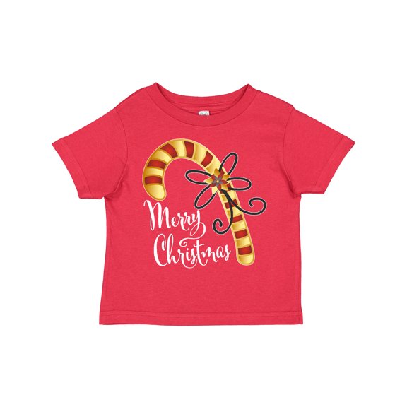 Inktastic Merry Christmas Red and Gold Candy Cane Boys or Girls Toddler T-Shirt