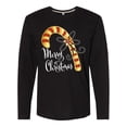 thumbnail image 1 of Inktastic Merry Christmas Red and Gold Candy Cane Long Sleeve T-Shirt, 1 of 5