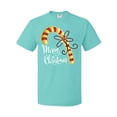 thumbnail image 1 of Inktastic Merry Christmas Red and Gold Candy Cane T-Shirt, 1 of 5