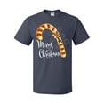 thumbnail image 1 of Inktastic Merry Christmas Red and Gold Candy Cane T-Shirt, 1 of 5