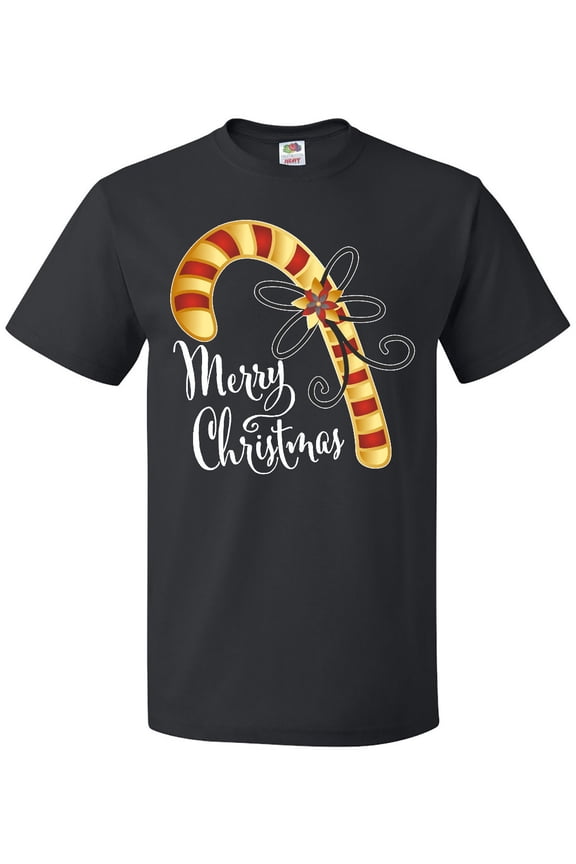 Merry Christmas Red and Gold Candy Cane T-Shirt
