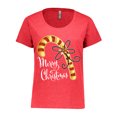 thumbnail image 1 of Inktastic Merry Christmas Red and Gold Candy Cane Women's Plus Size T-Shirt, 1 of 5