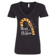 thumbnail image 1 of Inktastic Merry Christmas Red and Gold Candy Cane Women's V-Neck T-Shirt, 1 of 5