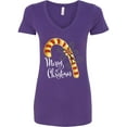 thumbnail image 1 of Inktastic Merry Christmas Red and Gold Candy Cane Women's V-Neck T-Shirt, 1 of 5